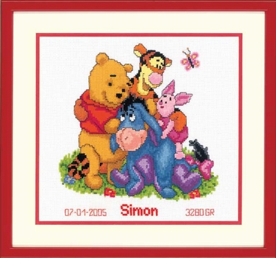 Borduurpakket geboortetegel Winnie the Pooh & Friends