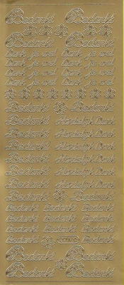 Stickervel Text goud  10 x 23 cm