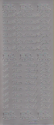 Stickervel It's a Girl / a new baby girl zilver  10 x 23 cm