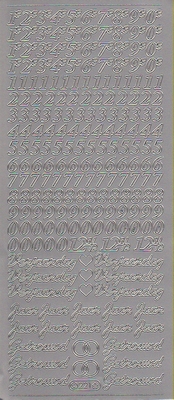 Stickervel Cijfers & Tekst goud  10 x 23 cm