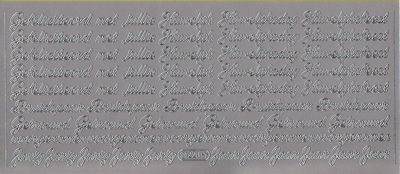 Stickervel Huwelijks Teksten zilver  10 x 23 cm