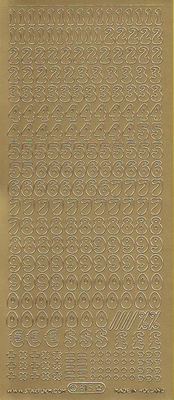 Stickervel Cijfers goud  10 x 23 cm