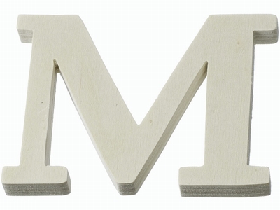 Houten letter M  4 cm