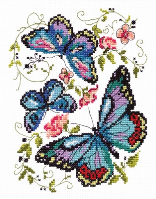 Borduurpakket Blue butterflies - Chudo Igla