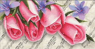 Borduurpakket Pink Roses & Music - Needleart World