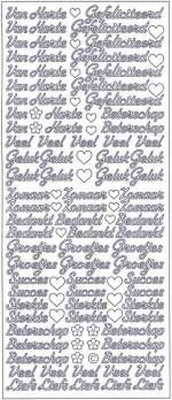 Sticker vel Mix, Diverse Teksten  10 x 23 cm