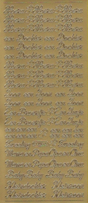 Stickervel Hoera Zoon/Dochter goud  10 x 23 cm