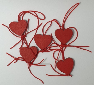 Gelukspoppetjes Hartjes Rood  5 stuks