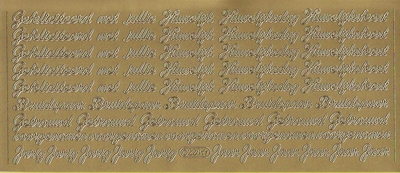Stickervel Huwelijks Teksten goud  10 x 23 cm