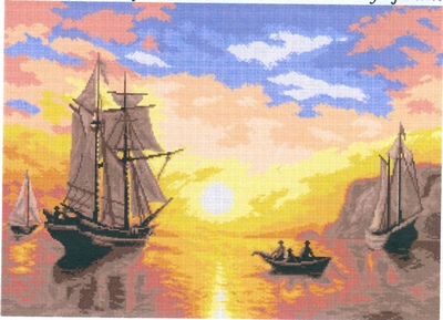 Zonsondergang in baai