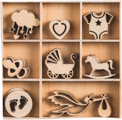 Houten ornamentbox Baby
