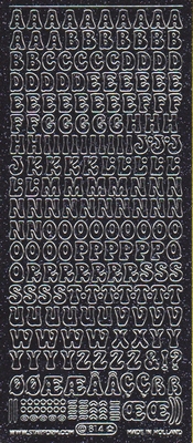 Stickervel glitter zwart  10 x 23 cm