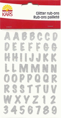 Glitter Rub-ons Zilver  15x10 cm