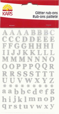 Glitter Rub-ons Zilver  15x10 cm