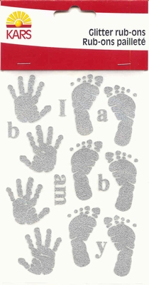 Glitter Rub-ons Zilver  15x10 cm