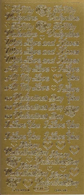 Stickervel Valentijn goud  10 x 23 cm