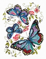 Borduurpakket Blue butterflies - Chudo Igla 