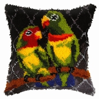 Knoopussen twee papegaaien 40 x 40 cm