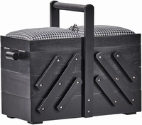 Naaibox hout zwart met stof 